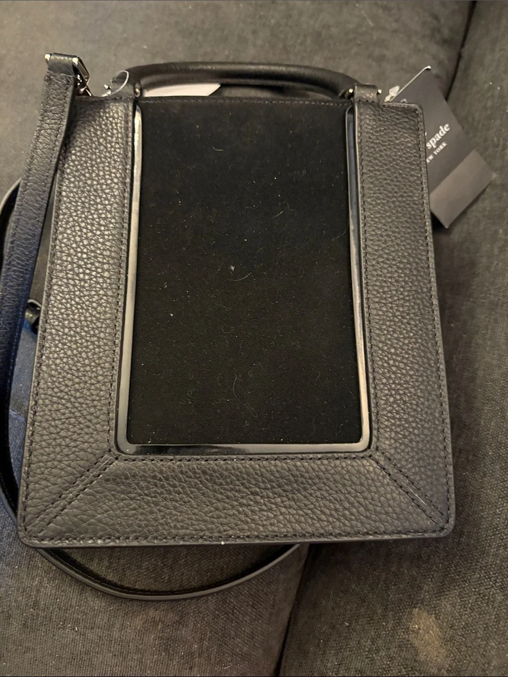 kate spade Black Leather Mini Top-Handle Crossbody with Gold Hardware